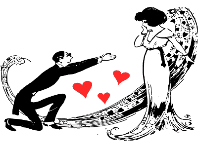 رسمة كاريكاتير رجل يعترف بحبه لامرأة